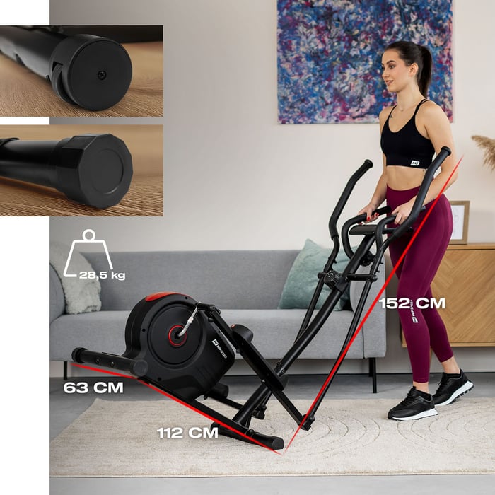 Crosstrainer Hop-Sport HS-2050C Cosmo mit vorderen Transportrollen für einfaches Verschieben