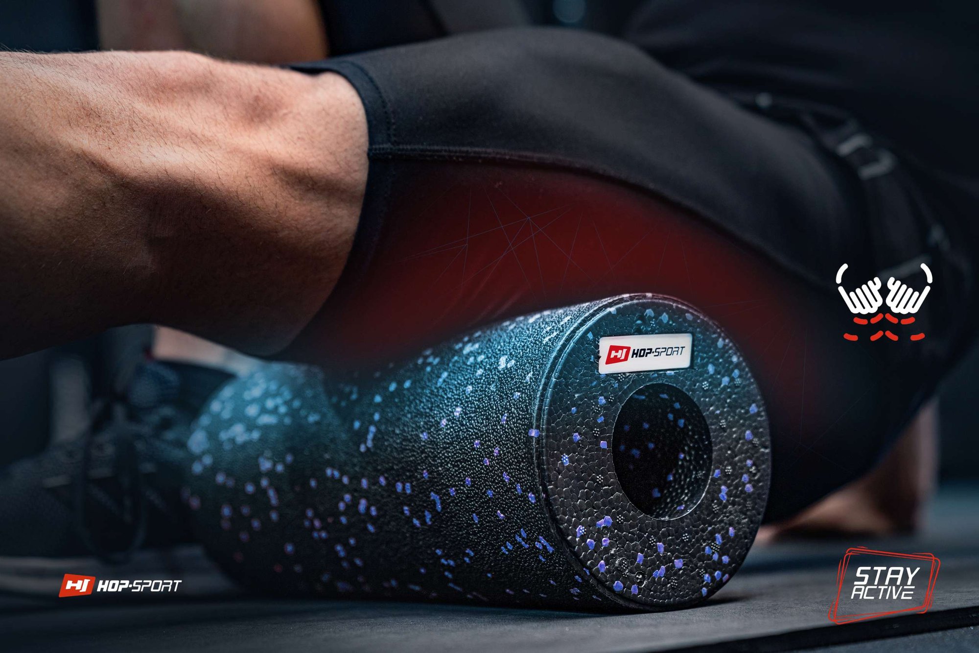 Die Faszienrolle von Hop-Sport hilft, Muskeln zu regenerieren und Schmerzen zu lindern.