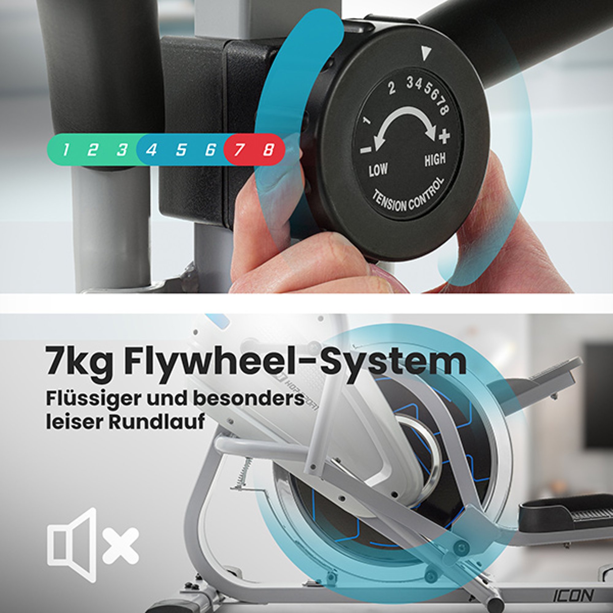 Verstellbares magnetisches Widerstandssystem mit 7 kg Schwungrad