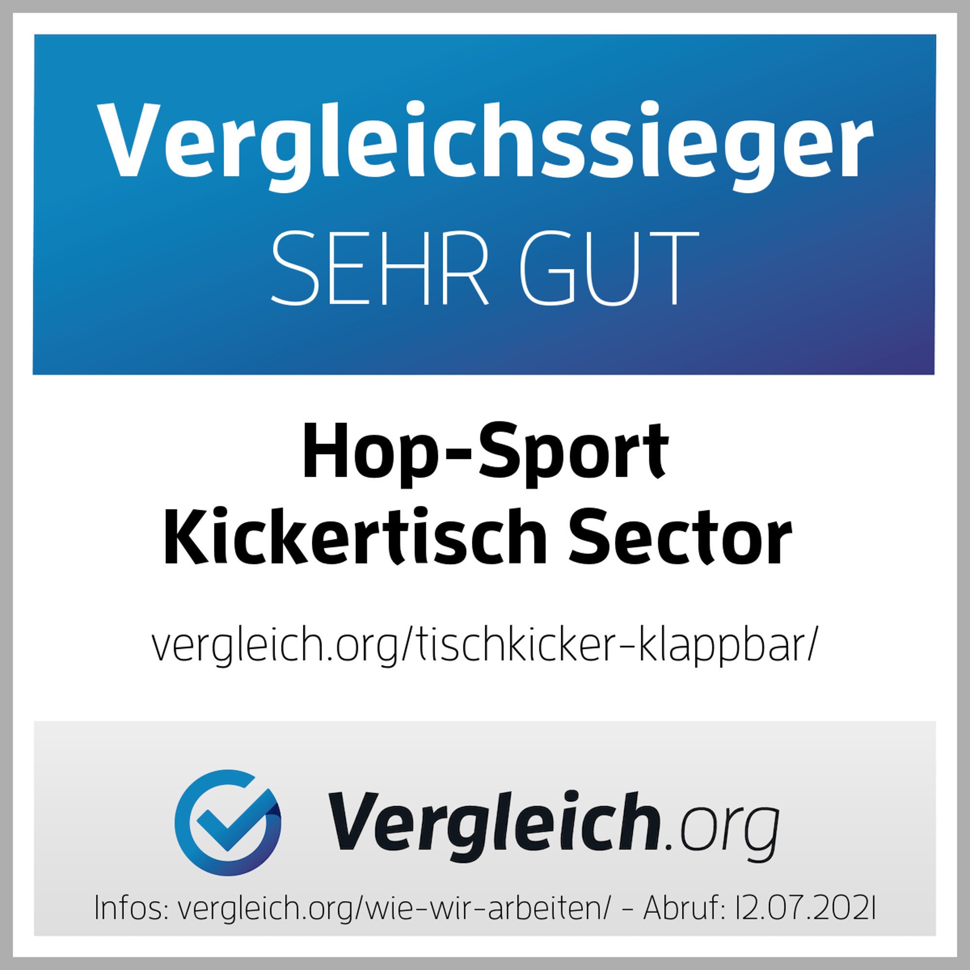 Vergleichssieger SEHR GUT für Tischkicker Sector von Vergleich.org