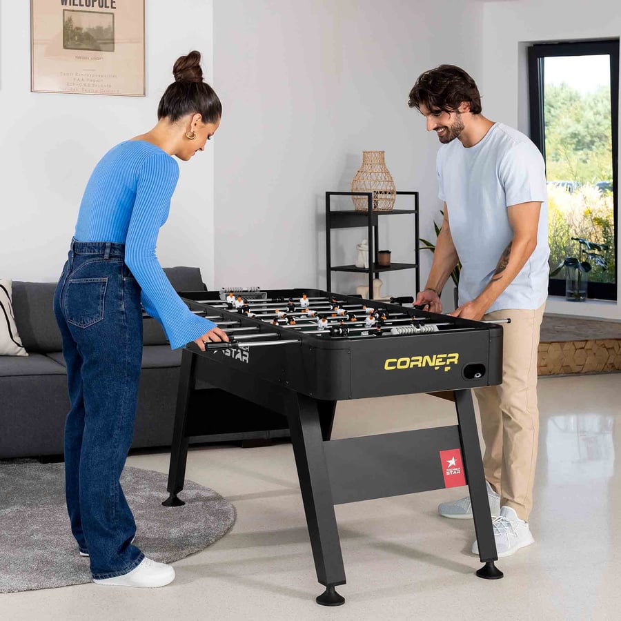 Tischkicker CORNER- schwarz-rot