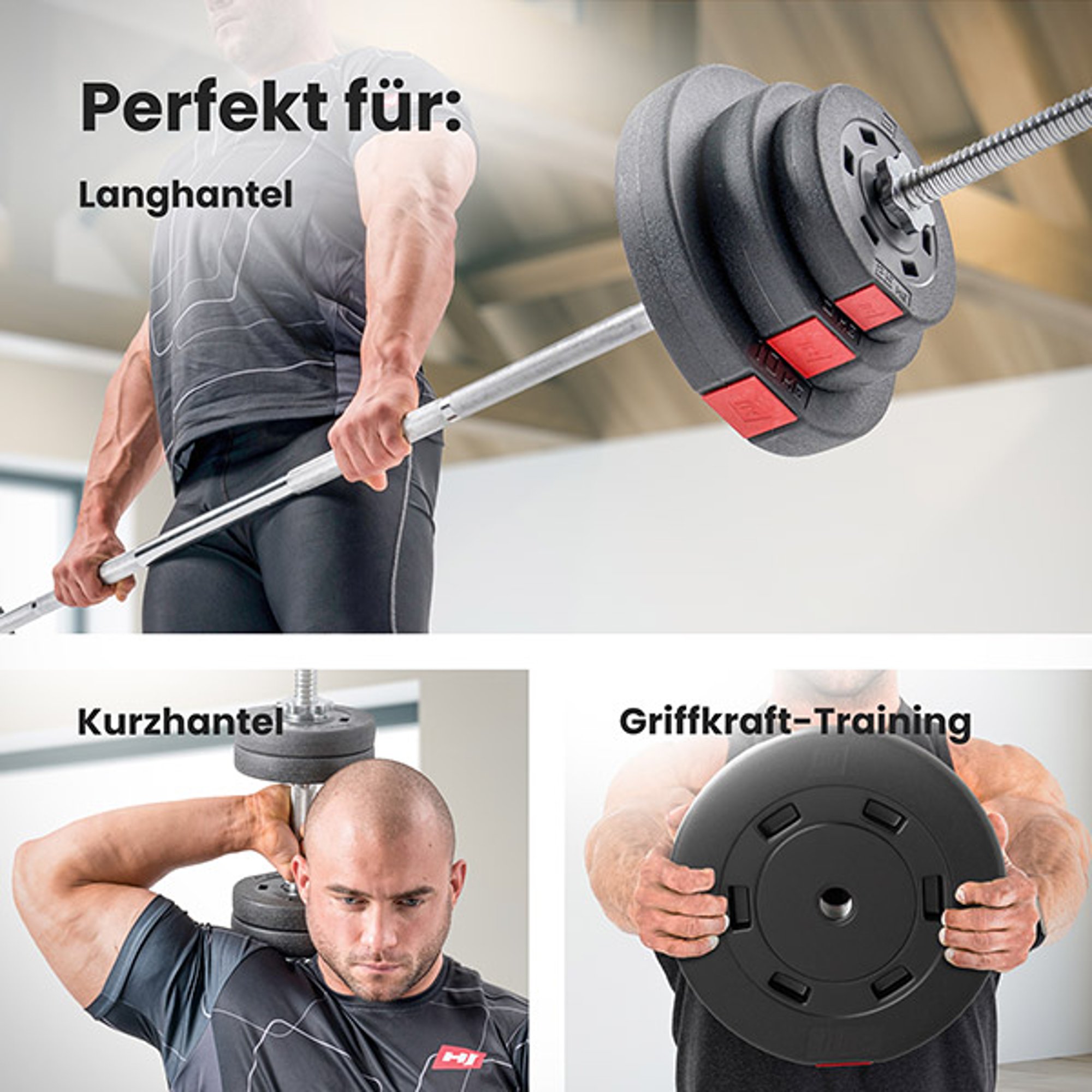 Vorstellung möglicher Übungen mit Langhantel, Kurzhantel, als Griffkraft-Training