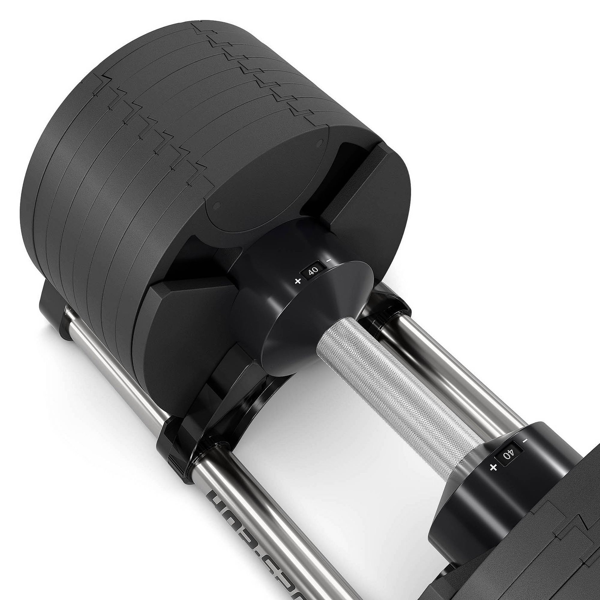 Verstellbare Kurzhantel – Detailansicht Griff und Gewichtsblöcke