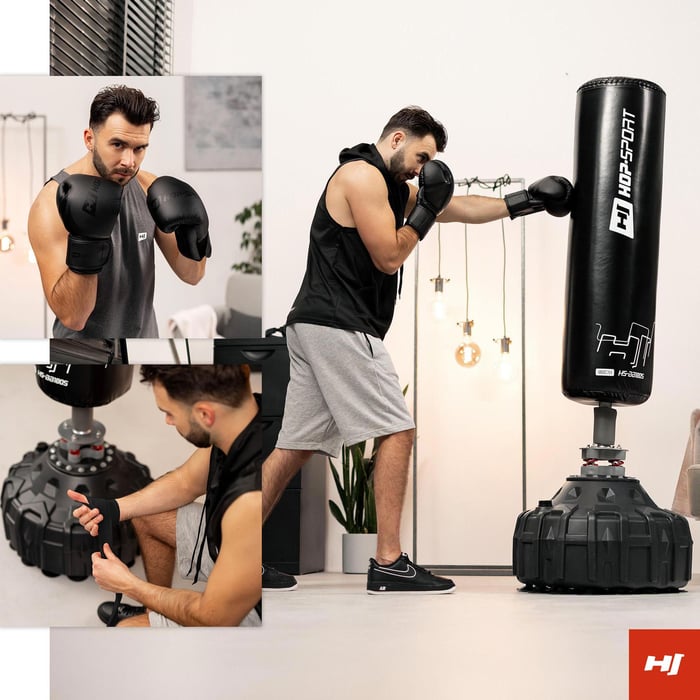 Sac de boxe sur pied Hop-Sport silencieux sans fixation au plafond